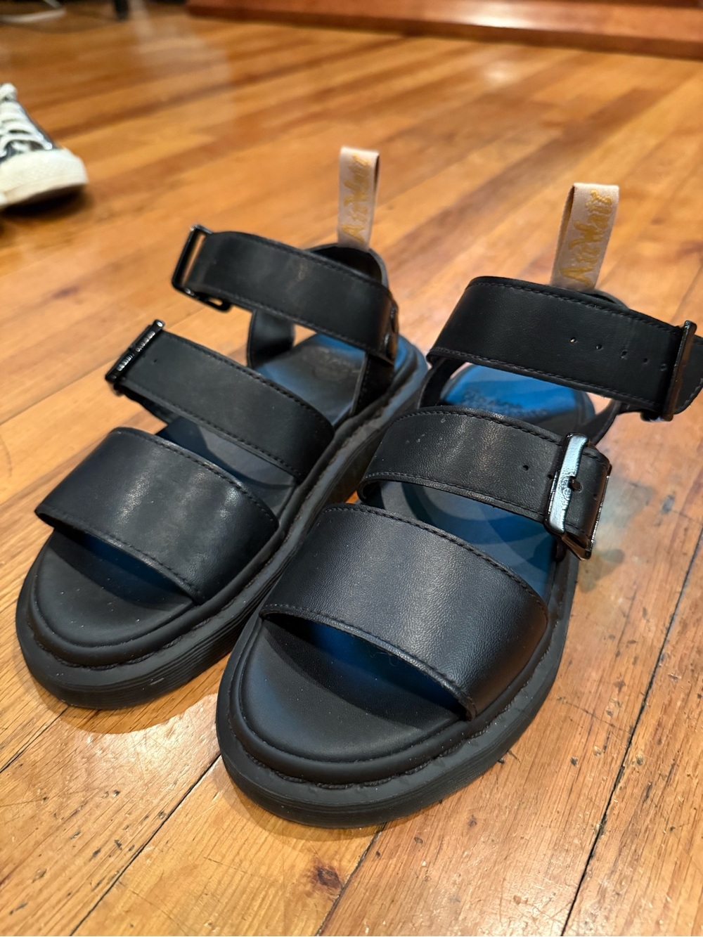 Dr. Martens Gryphon Airwair Black Leather Triple-Strap Sandals